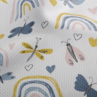 Color Pencil Doodle Butterfly Athletic Mesh Flat Back