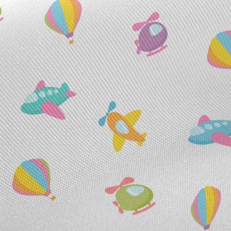 Cartoon Airplane Hot Air Ballo Twill