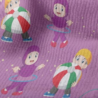 Children Walking On Stilts And Terry