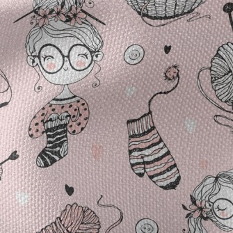 Girl In Glasses Knitting Yarn Waterproof Canvas