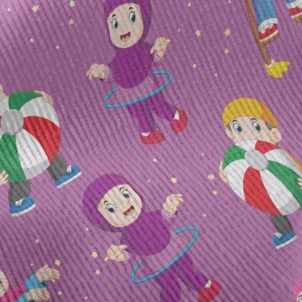 Children Walking On Stilts And Standard Corduroy
