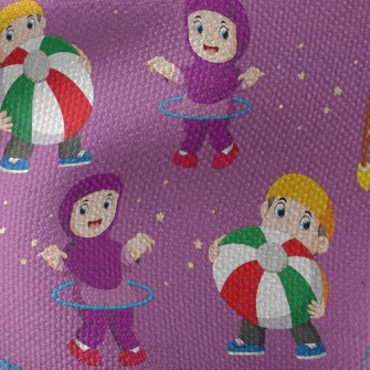 Children Walking On Stilts And Waterproof Canvas