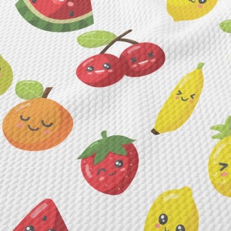 Cute Expression Fruit Family Birdseye Piqué
