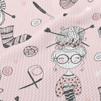 Girl In Glasses Knitting Yarn Birdseye Piqué