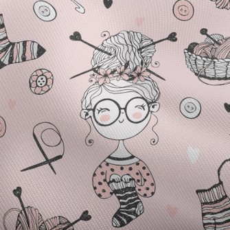 Girl In Glasses Knitting Yarn Dobby