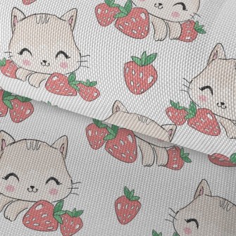 Smiling Cat With Strawberry Waterproof Oxford