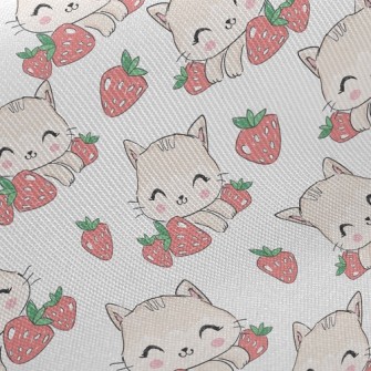 Smiling Cat With Strawberry Twill