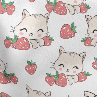 Smiling Cat With Strawberry Stretch Ponte