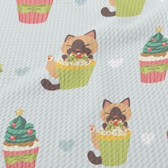 Cat Eats Christmas Cake Secret Birdseye Piqué