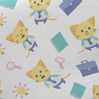 Happy Kitten Office Worker Twill