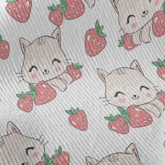 Smiling Cat With Strawberry Standard Corduroy