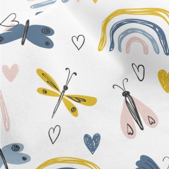 Color Pencil Doodle Butterfly Micro Fleece