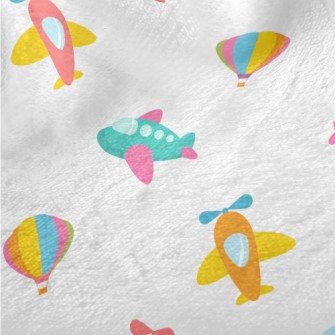 Cartoon Airplane Hot Air Ballo Minky