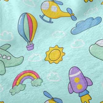 Helicopter Airplane Rocket Minky