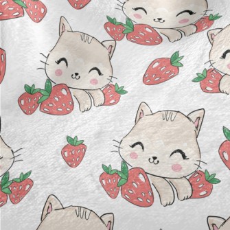 Smiling Cat With Strawberry Minky