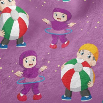 Children Walking On Stilts And Minky