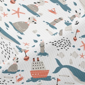 Huge Whale And Small Fish Piqué