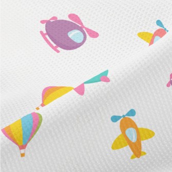 Cartoon Airplane Hot Air Ballo Piqué