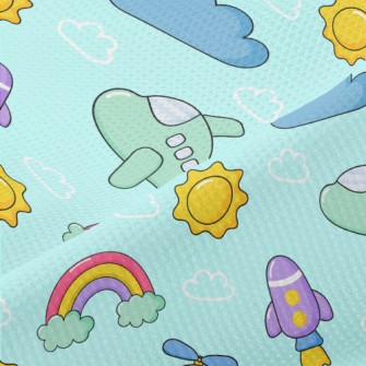 Helicopter Airplane Rocket Piqué