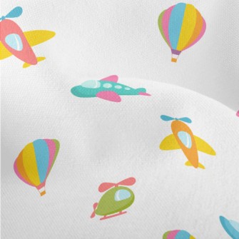Cartoon Airplane Hot Air Ballo Lightweight Performance Linen