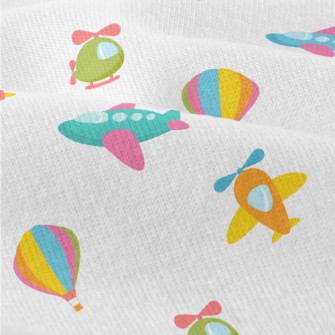 Cartoon Airplane Hot Air Ballo Modern Jersey