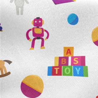 Colorful Playroom Toys Jersey Backed Fleece
