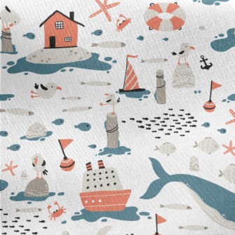 Huge Whale And Small Fish Jersey Backed Fleece