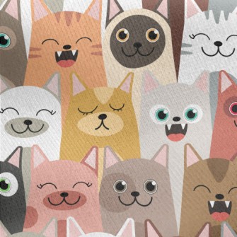 Playful Big-faced Cat Jersey Backed Fleece