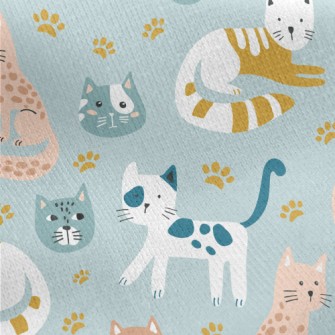 Naughty Cat With Footprints Jersey Backed Fleece