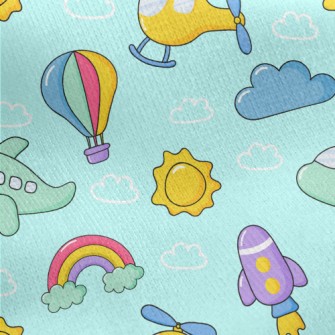 Helicopter Airplane Rocket Jersey Backed Fleece