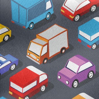 Crowded Cars On The Road Jersey Backed Fleece