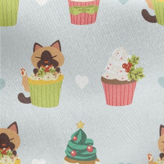 Cat Eats Christmas Cake Secret Jersey Backed Fleece