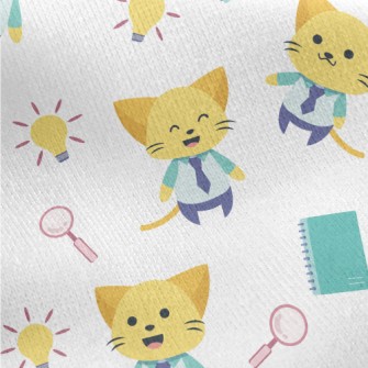 Happy Kitten Office Worker Jersey Backed Fleece