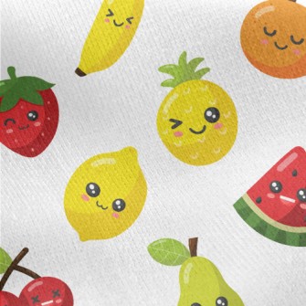 Cute Expression Fruit Family Jersey Backed Fleece