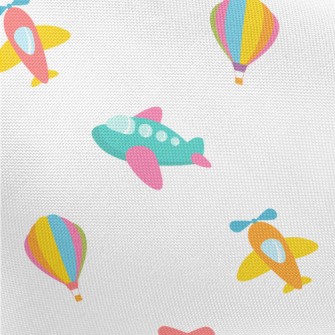 Cartoon Airplane Hot Air Ballo Pongee
