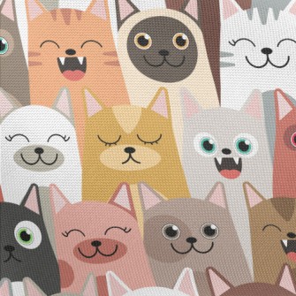 Playful Big-faced Cat Pongee