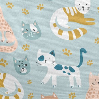 Naughty Cat With Footprints Pongee