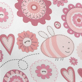 Fantasy Plaid Bee Flower Pongee