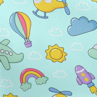 Helicopter Airplane Rocket Pongee