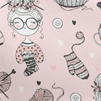 Girl In Glasses Knitting Yarn Pongee