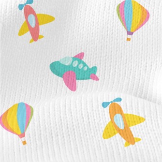 Cartoon Airplane Hot Air Ballo Stretch Jersey