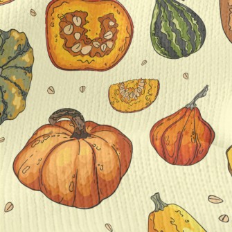 Pumpkin With Various Shapes Stretch Jersey