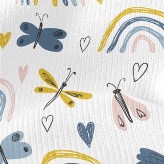 Color Pencil Doodle Butterfly Stretch Jersey