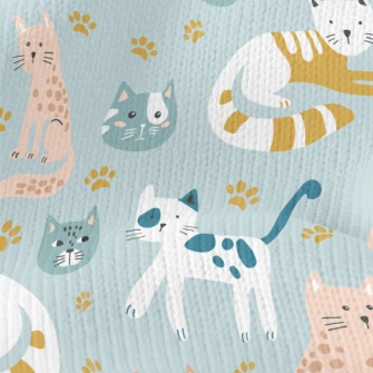 Naughty Cat With Footprints Stretch Jersey