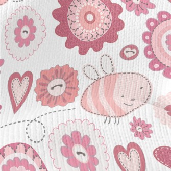 Fantasy Plaid Bee Flower Stretch Jersey