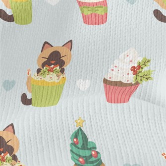 Cat Eats Christmas Cake Secret Stretch Jersey