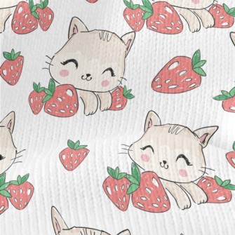Smiling Cat With Strawberry Stretch Jersey