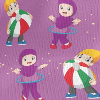 Children Walking On Stilts And Stretch Jersey