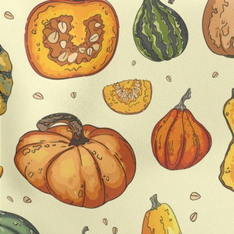 Pumpkin With Various Shapes Lightweight Cotton Poplin