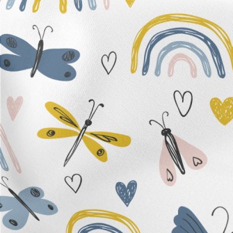 Color Pencil Doodle Butterfly Lightweight Cotton Poplin